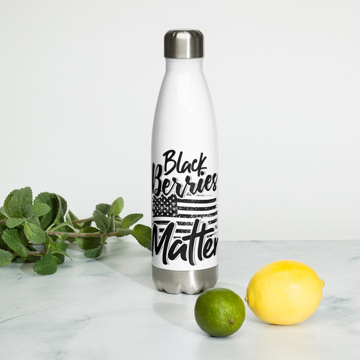 Black Berries Matter Stainless Steel Water Bottle