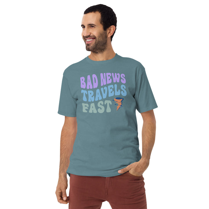 Bad News Travels Fast Men’s premium heavyweight tee