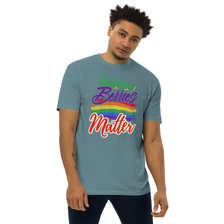 RAINBOW BERRIES MATTER MEN’S PREMIUM HEAVYWEIGHT TEE