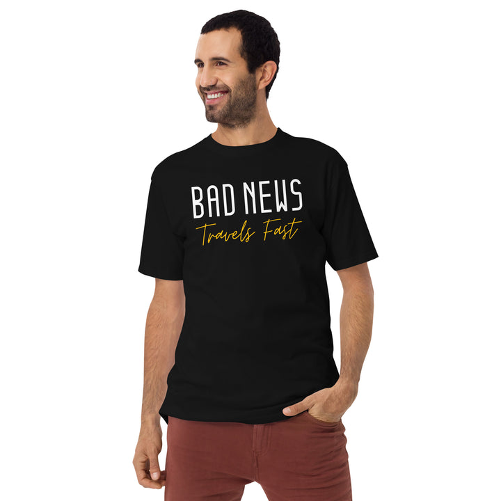 Bad News Travels Fast Men’s premium heavyweight tee