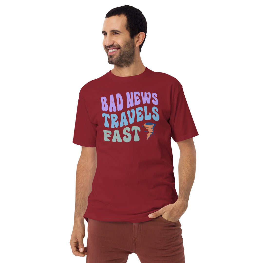 Bad News Travels Fast Men’s premium heavyweight tee