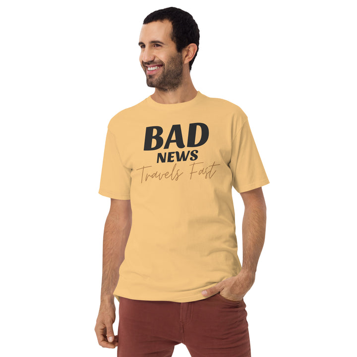 Bad News Travels Fast Men’s premium heavyweight tee