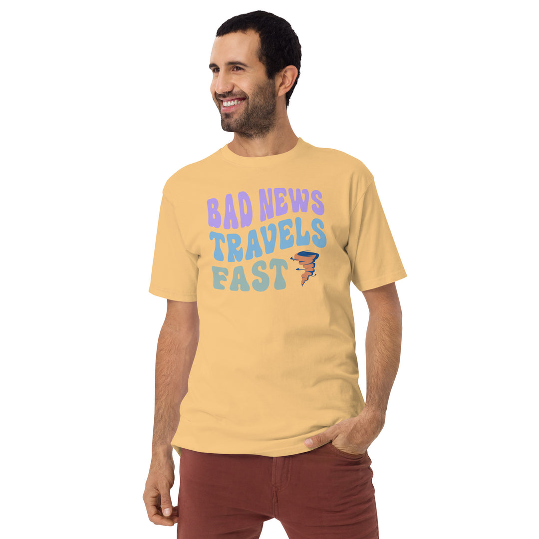 Bad News Travels Fast Men’s premium heavyweight tee