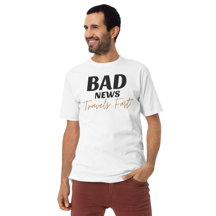 Bad News Travels Fast Men’s premium heavyweight tee