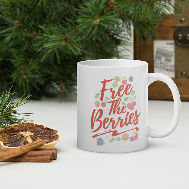 FREE THE BERRIES WHITE GLOSSY MUG