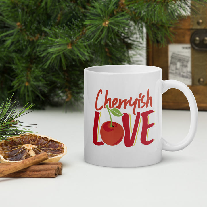 CHERRYISH LOVE WHITE GLOSSY MUG