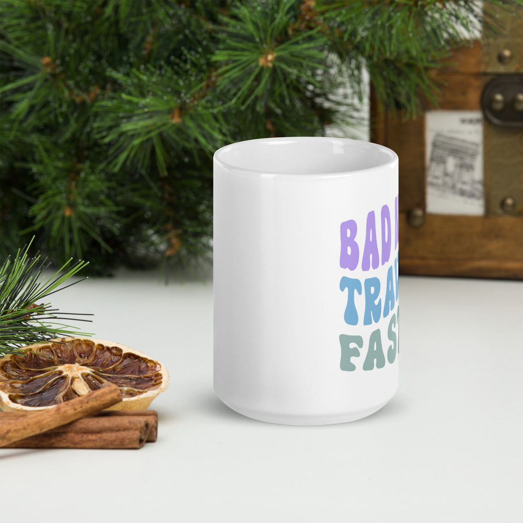 Bad News Travels Fast White glossy mug