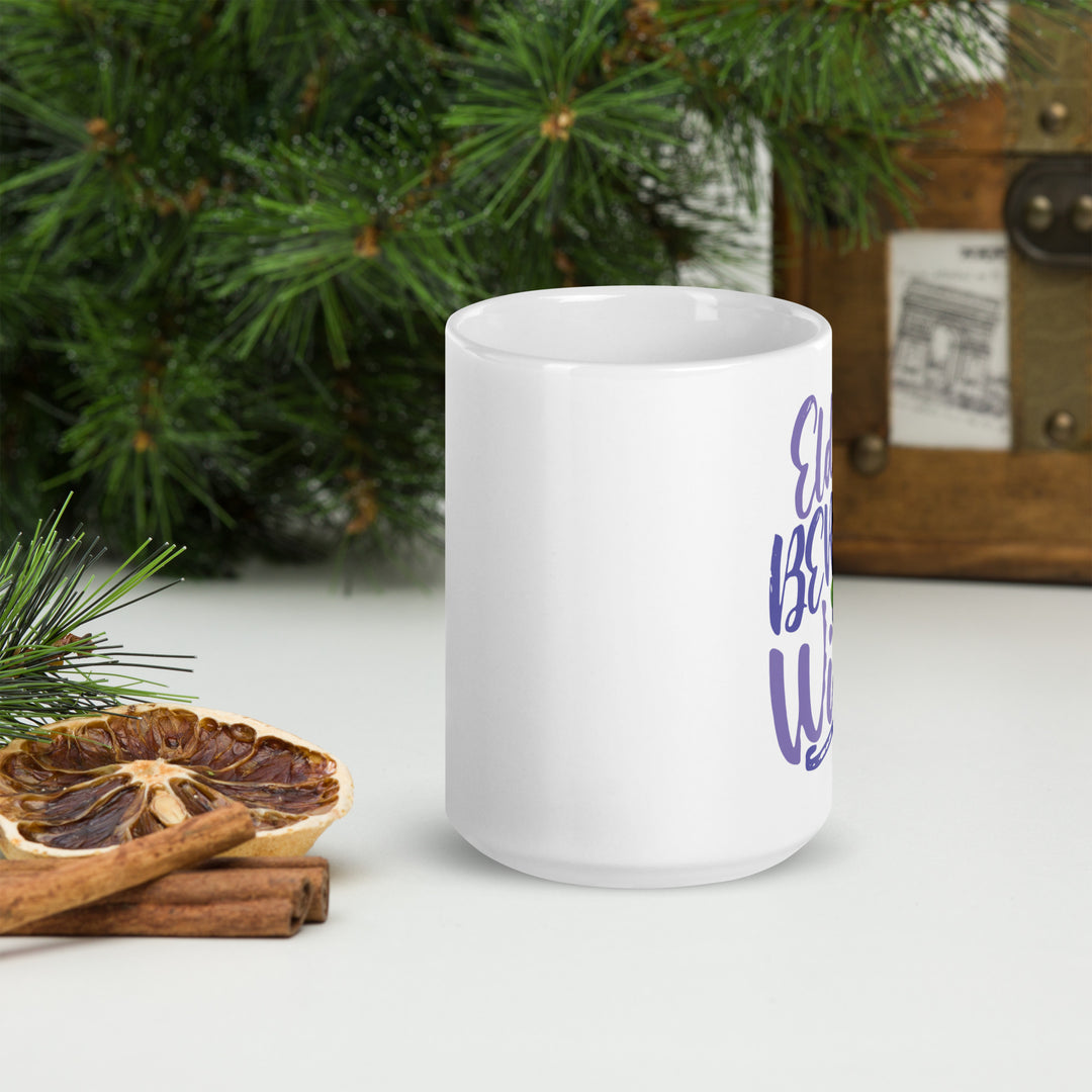 ELDER BERRY WISE WHITE GLOSSY MUG