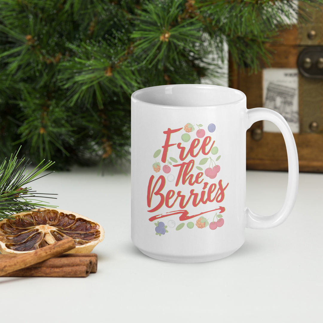 FREE THE BERRIES WHITE GLOSSY MUG