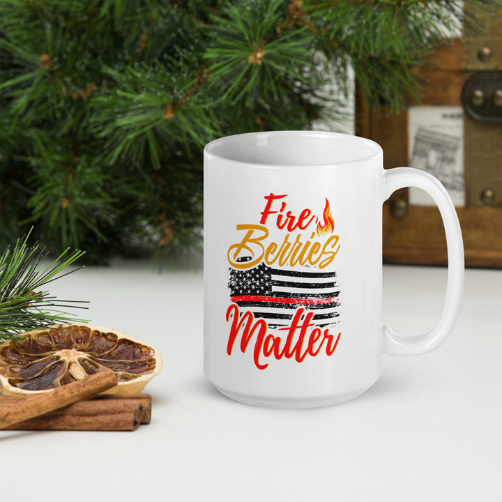 FIRE BERRIES MATTER WHITE GLOSSY MUG